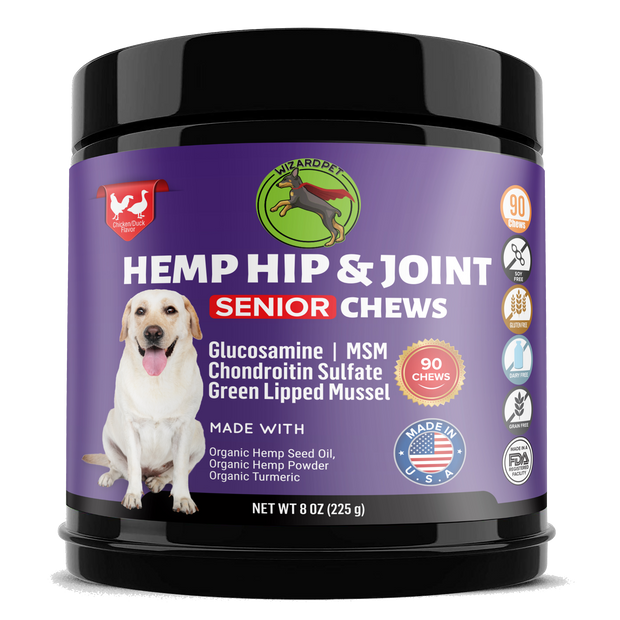 WIZARDPET SENIOR HEMP HIP & JOINT SUPPLEMENT 90 CHEWS