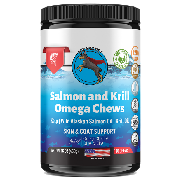 WIZARDPET WILD ALASKAN SALMON & KRILL OIL OMEGA CHEWS