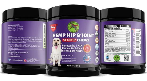 WIZARDPET SENIOR HEMP HIP & JOINT SUPPLEMENT 90 CHEWS